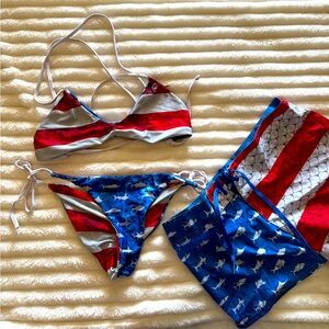 Pelagic reversible bikini - Americamo print - pelagic shorts combo